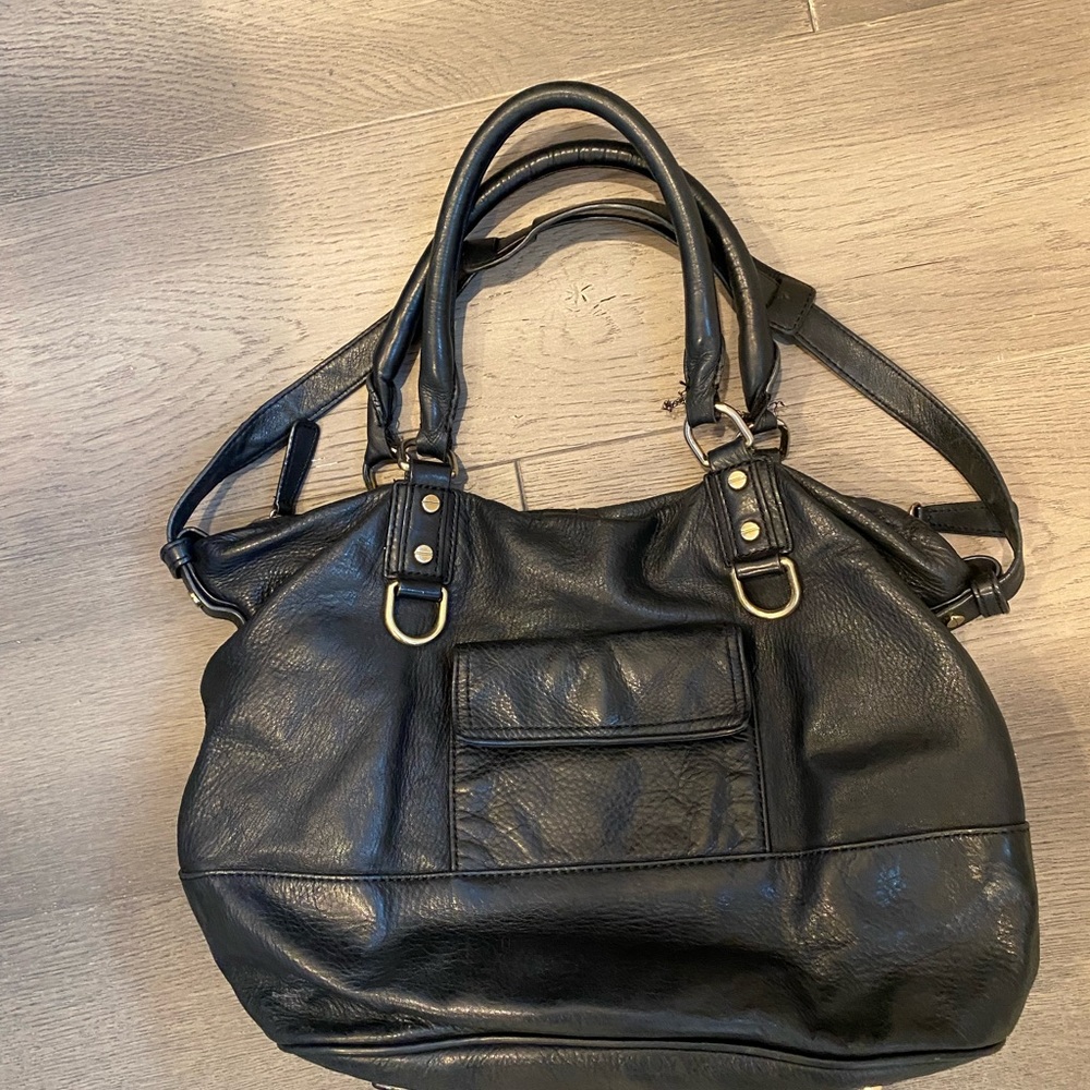 JCrew Soft Genuine Leather Medium Tote Bag in Black